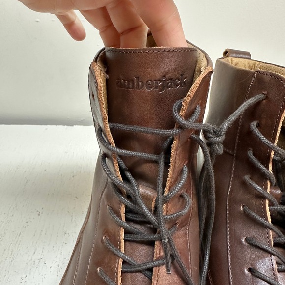 Amberjack Men\'s The Boot Chestnut Brown Leather Lace Up‎ Ankle Boots Size 11 M main image 9